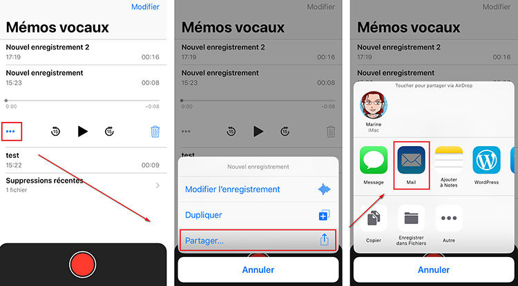 transfert memos vocaux