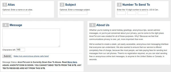 AnonTxt sms anonyme gratis