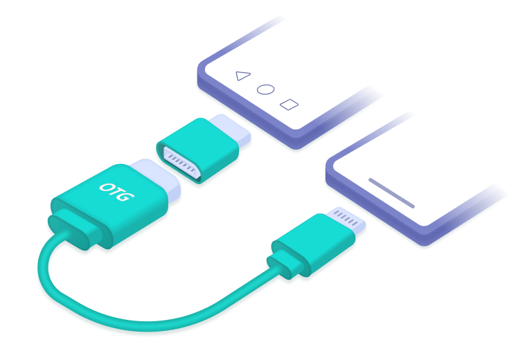 transfert whatsapp - connecter avec un cable otg